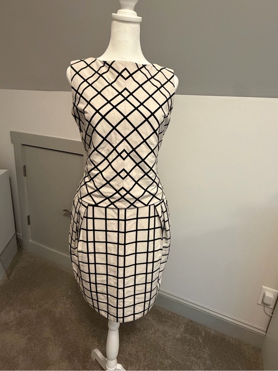 Dior Dresses & Skirts - Christian Dior Paris Vintage Cream Black Windowpane Plaid Sheath Dress US 4